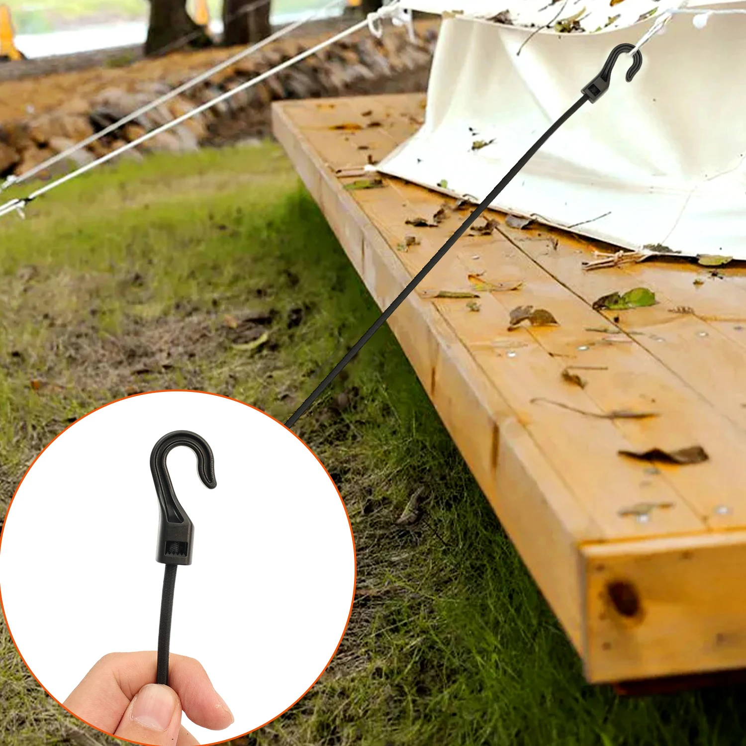 Hochelastische Gummizüge mit Kunststoffhaken Stoßdämpfende Schwerlast-Spanngurte für Camping-Zelte Planen Gepäck Auto – Detail 4