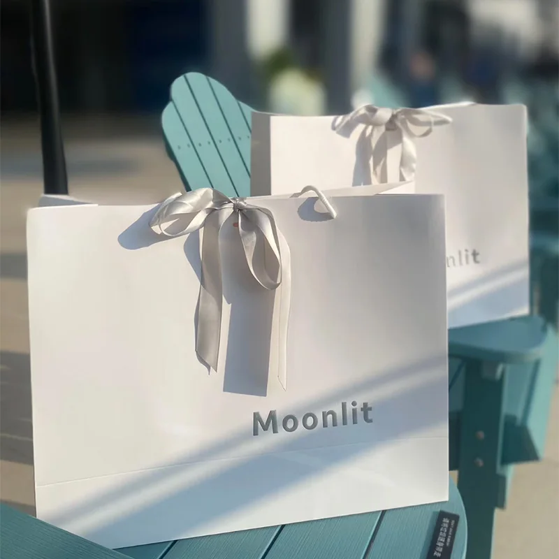 حقيبة ورقية مخصصة بفيونكة لمتاجر الملابس ، حقيبة حمل عالية الجودة ، من من من من من من من الورقي ، من من من الورقي