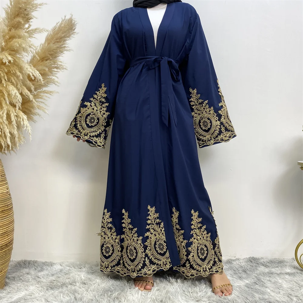 Robe clássico abayas para mulheres muçulmanas lindo bordado quimono modesto oração simples de alta qualidade preto cáqui vestidos com cinto