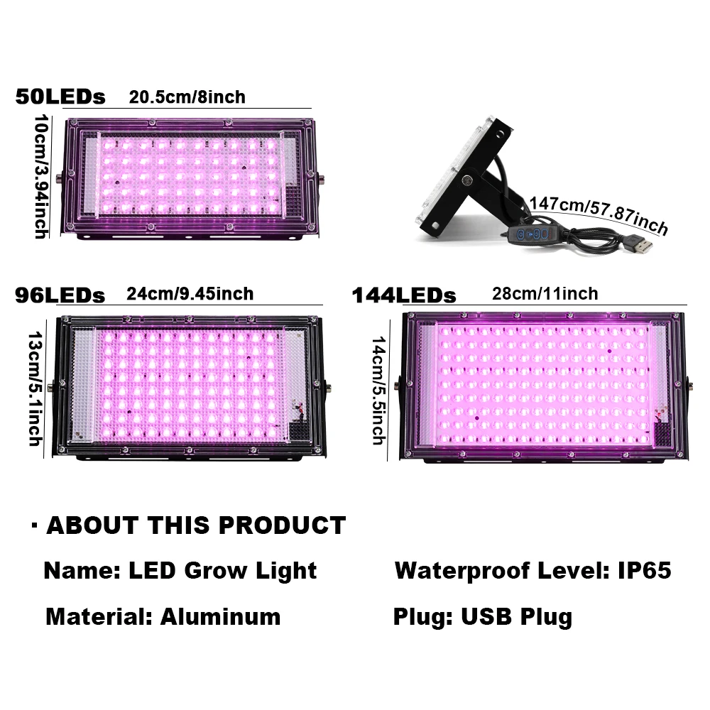Full Spectrum LED Grow Light PhytoLamp For Plants Tent Flower Seeding USB 5V Switch Dimming Range Lamp Floodlight Grow Phyto Box