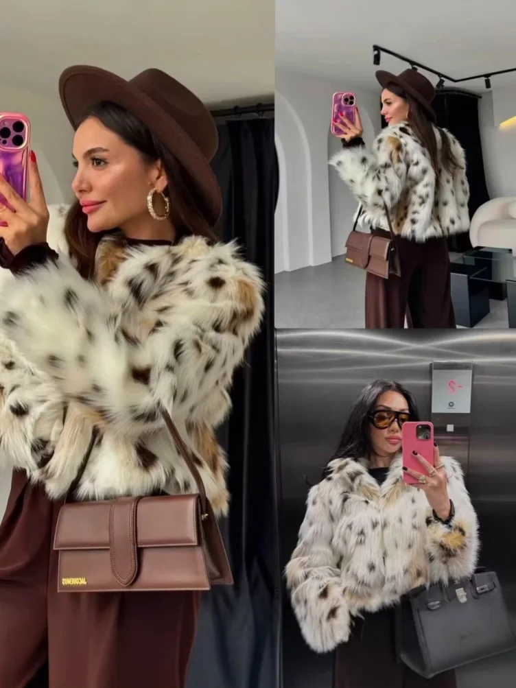 Frauen Elegante Faux Pelzmantel Warme Flauschigen Lose Langarm Revers Jacke Herbst Winter Mode High Street Dame Oberbekleidung