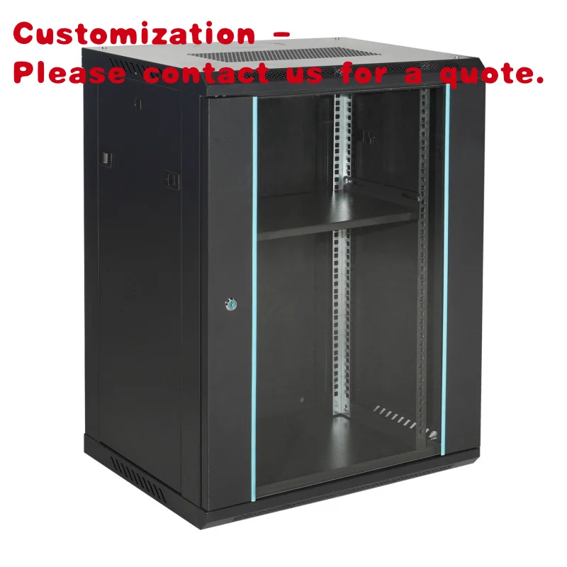 

custom.Custom 12U Steel Server Rack Wall-Mounted Cabinet 42U 19 Inch CCTV Data Center Telecom Server Cabinet Glass Door