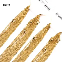 Hmeey Stainless Steel Chains Necklace Woman 10pcs/lot Bulk Wholesale DIY Rolo 2mm Chain No Fade Choker For Jewelry Making