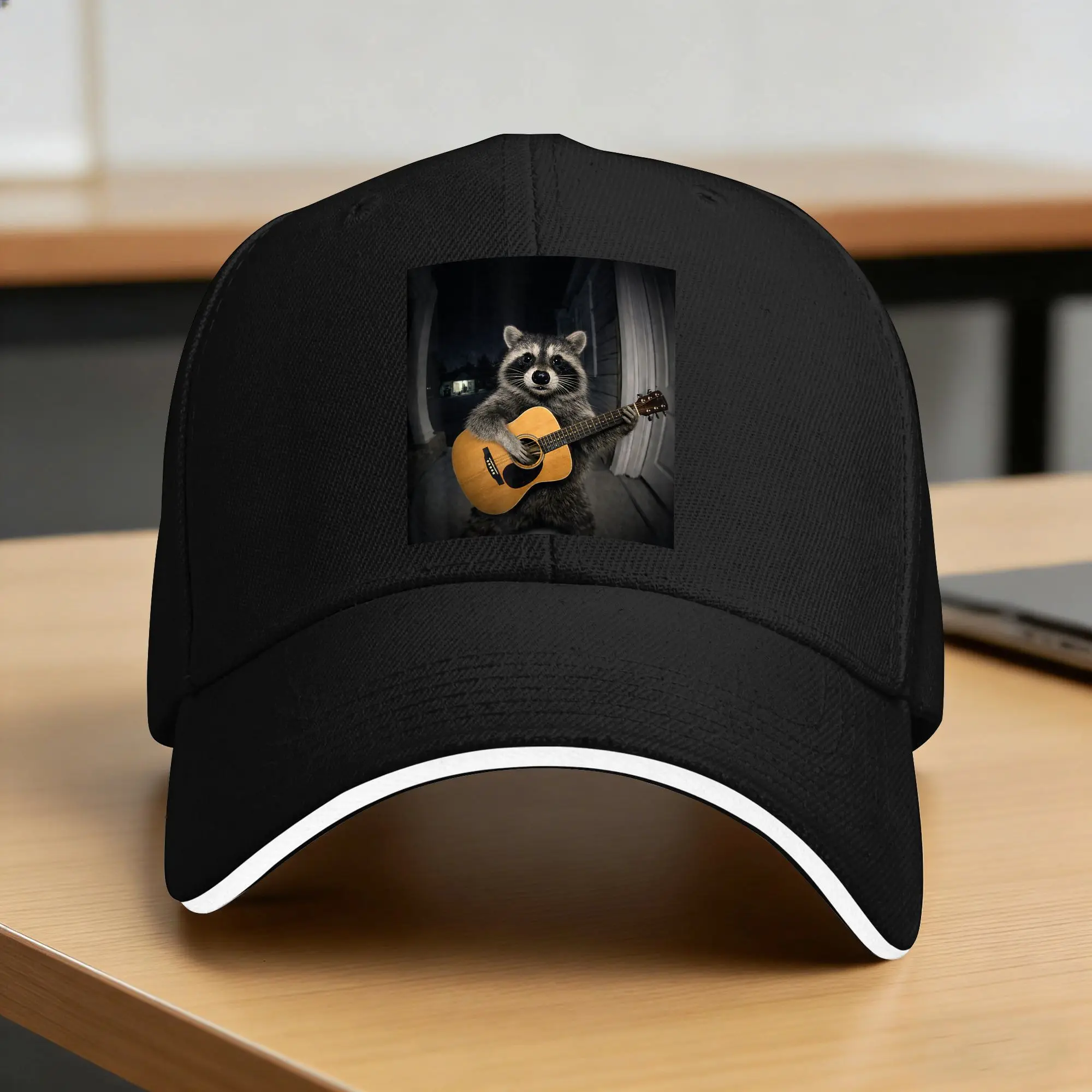 Funny Raccoon Playing Guitar Guitarist Music Life Musician Casual Baseball Cap  Hiking Trucker Hat Summer Sun Men Baseball Caps