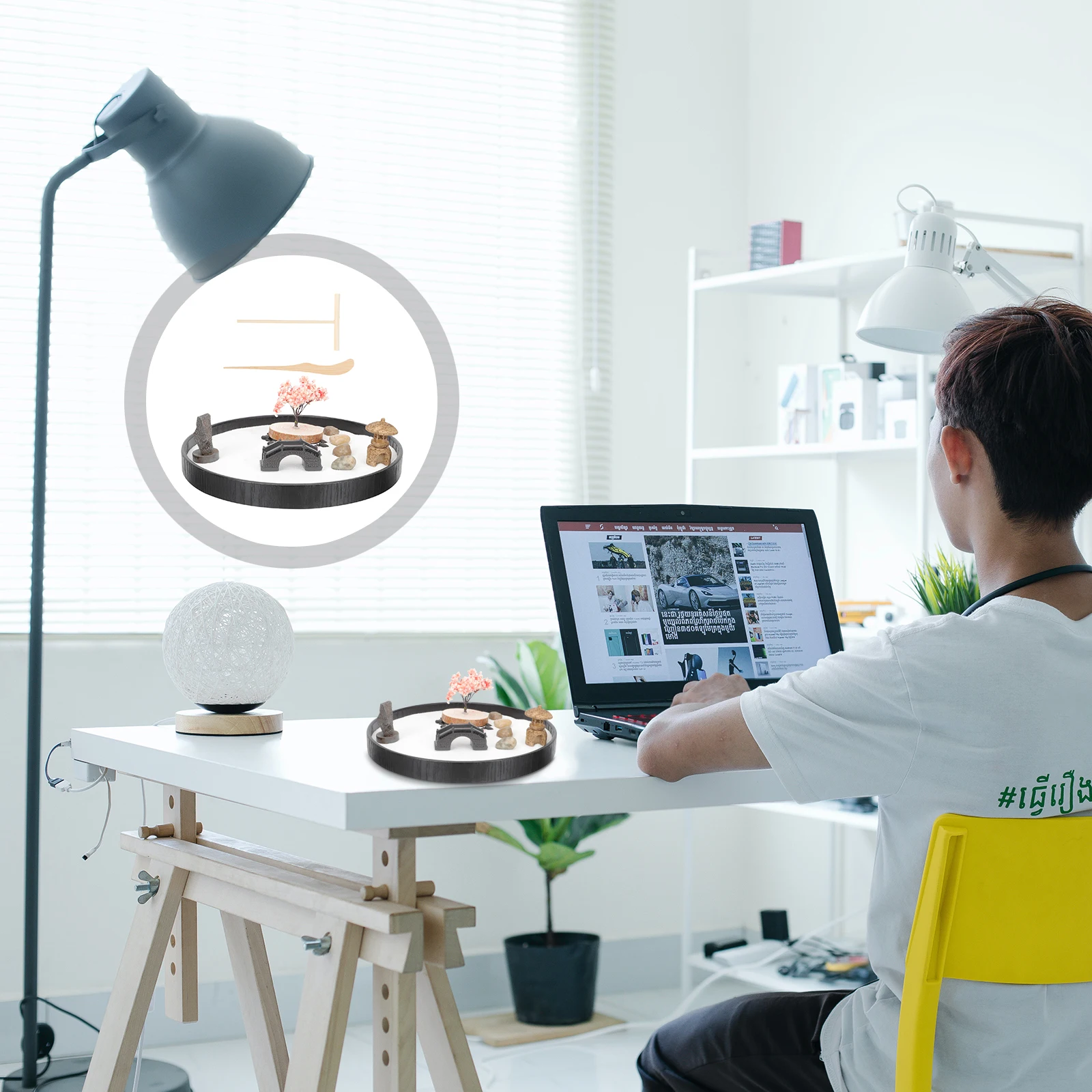 

1 set 1 Set Zen Garden For Desk Sand Table Artware Miniature Meditation Decor Desktop Sandbox Ornament Household Adornment