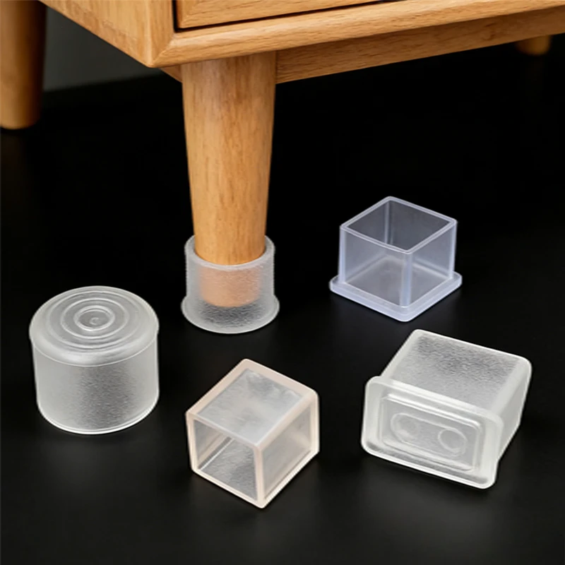 

10 шт. прозрачных ПВХ заглушек для квадратных и круглых трубчатых ножек 14-76 мм, противоскользящие бесшумные защитные накладки для ножек стульев и столов, резиновые чехлы-глайды для мебели