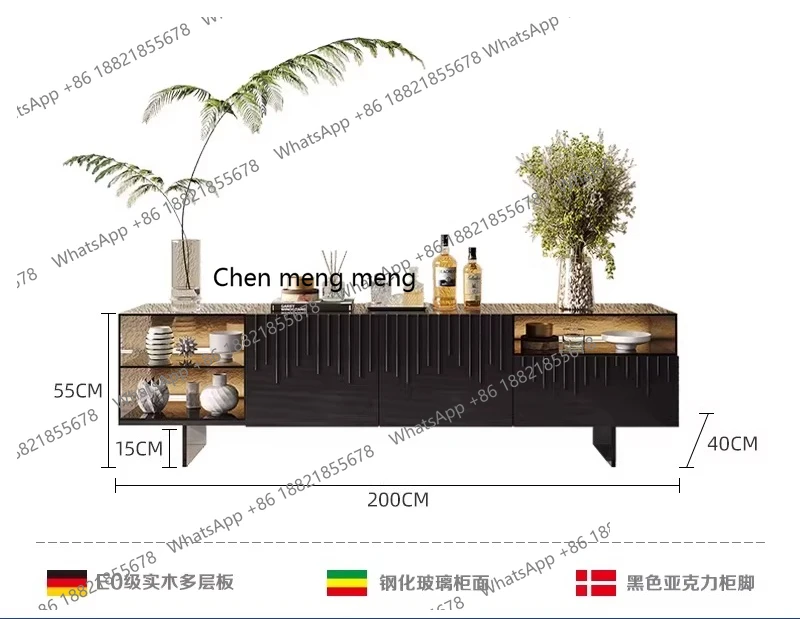 Italian light luxury TV cabinet living room suspended glass locker modern simple acrylic storage floor cabinet