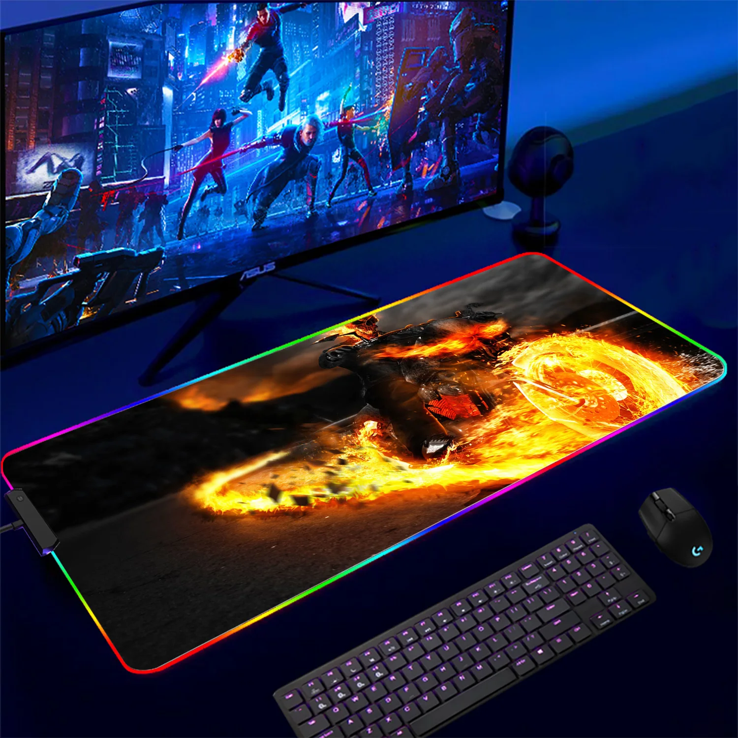 Mousepad Large Computer Gaming RGB Accessories Desk Mats Anti-slip Laptop Soft Mouse Pad G-Ghost R-Rider