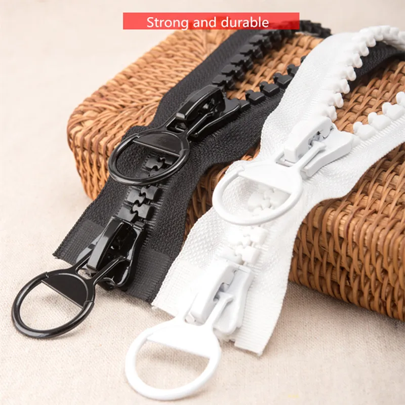 

20# 75/80/85/90/95/100/120/150CM Extra Large Resin Zipper black Double-slider Open-end for Down Jacket Coat Pocket Zipper Slider