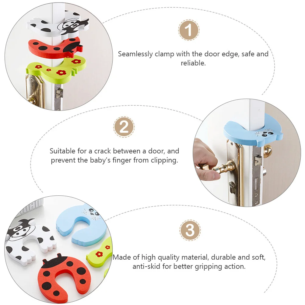 20 個漫画動物ドアストッパーベビーフィンガーセーフティプロテクター衝突防止ドアホルダーホームクリップスラム防止子供