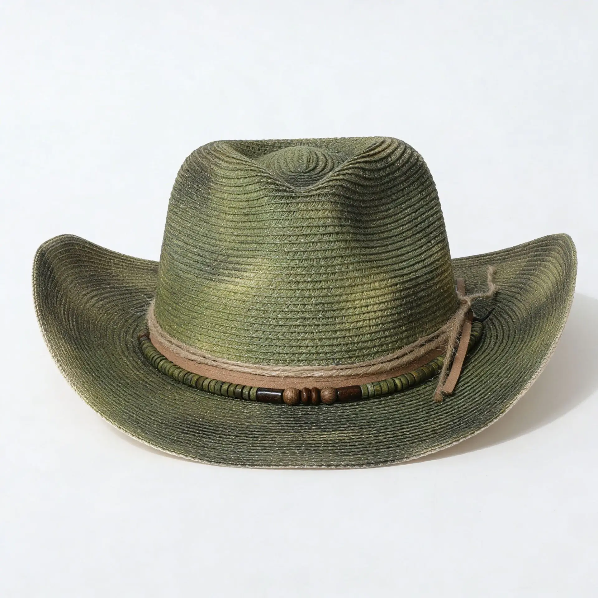 Gradient Woven Straw Cowboy Hat, Wasteland Style Jazz Cap, UV Protection Sunshade Headwear