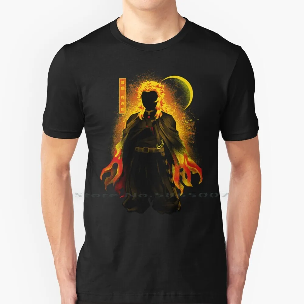 Kyojuro Hashira-Dark Shadow T Shirt 100% Cotton Kyojuro Flame Hashira Demon Corps Tsuguko Flower Breathing Kimetsu No Yaiba