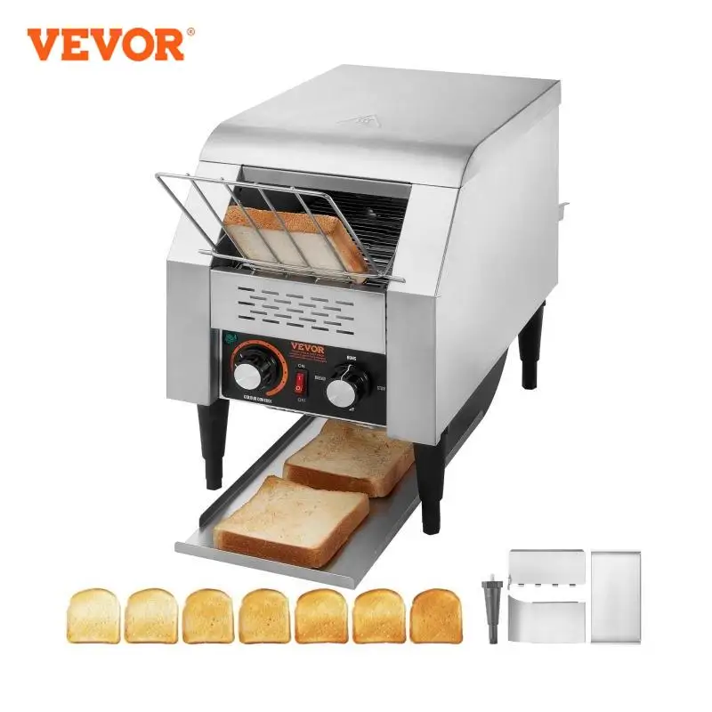 VEVOR Commercial Conveyor Toaster 150/300/450 Slices/H Heavy Duty Stainless Steel Commercial Toaster for Toast Bun Bagel Bread