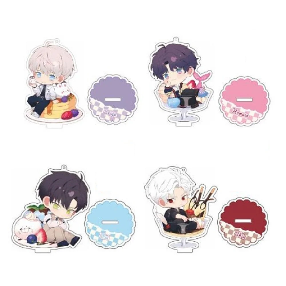 10CM Game Love and Deep Space Dessert Series Q Version Characters Qin Che Sylus Xavier Keychains Mini Stand Fans Collection