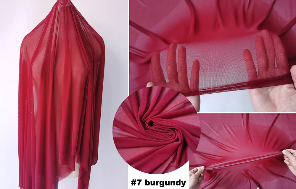4-Wege-Stretch-Tüll, 58 Zoll breit pro Meter, hochwertiges elastisches Spandex-Mesh-Gewebe, Nylon, Unterwäsche, Strümpfe, Futter, Spitze – Detail 28