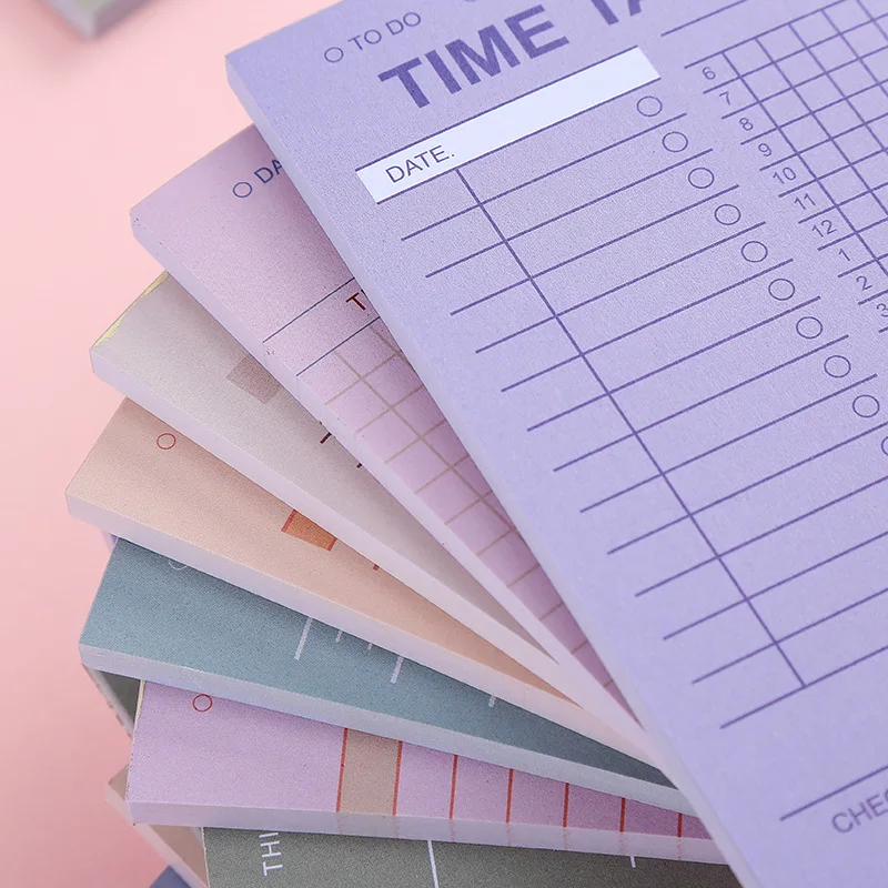 Daily Weekly Schedule Notepad Multicolor No-Sticky Todolist Timetable Grid Memo Pad Vocabulary Memorization Planning Stationery