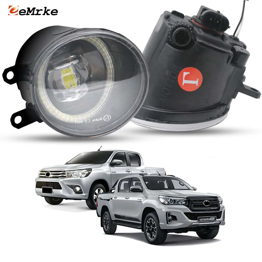 LED Fog Lights PTF Add Angel Eye DRL Ring Width Indicator Headlamp for Toyota Hilux Revo VIII Pickup 2015 2016 2017 2018 2019