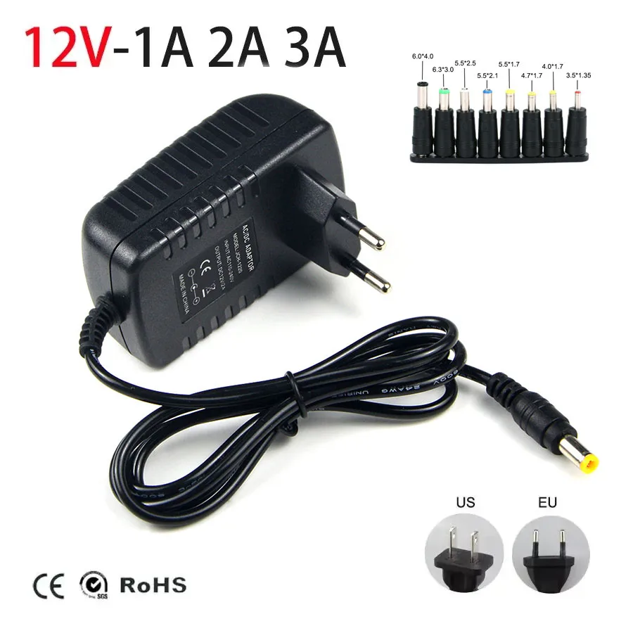 

12 Volt AC 100-240V Power Supply Transformer Converter DC 12V EU US Power Adapter Source Charger DC12V 1A 2A 3A LED Driver