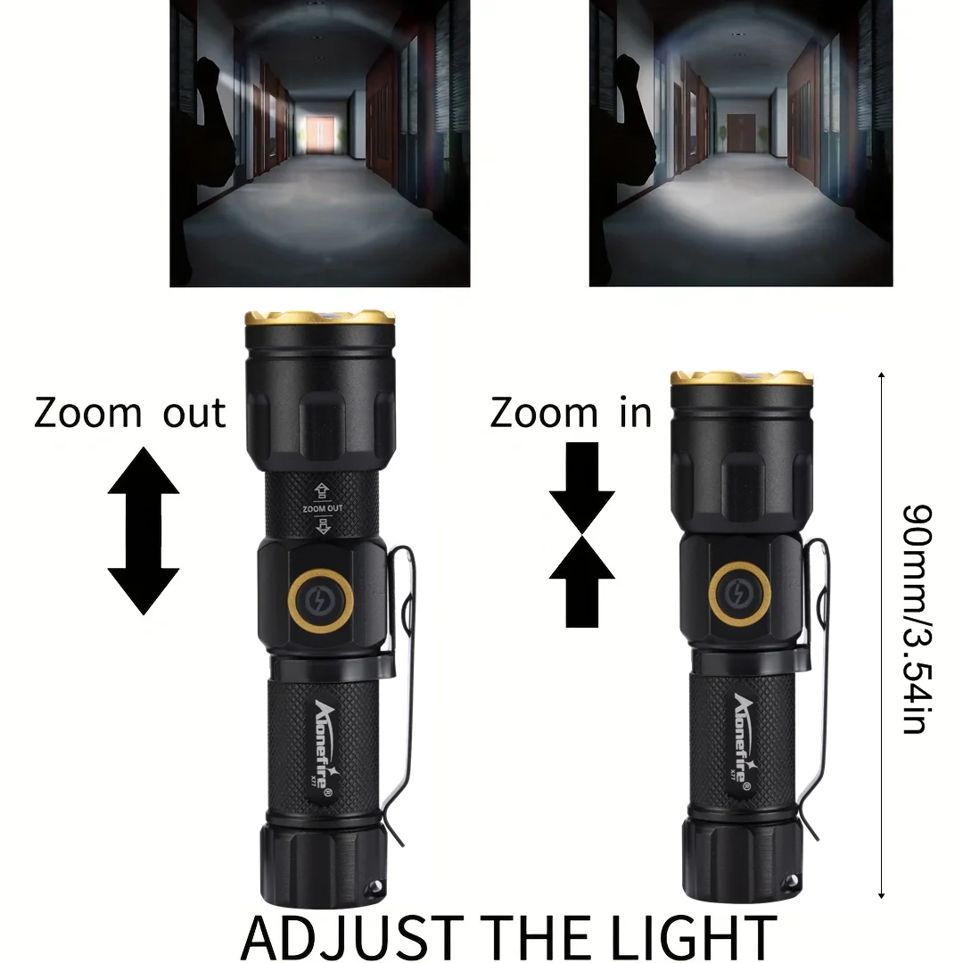 Zoom White Light beam Mini Flashlight Rechargeable Portable child lady Backpack Pocket Home Outdoor Magnet Work Emergency Torch