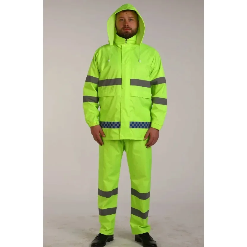 AliExpress NONE Raincoat And Pants Set Waterproof Reflective Rain Suit For Work Traffic Duty Cycling Patrol Green