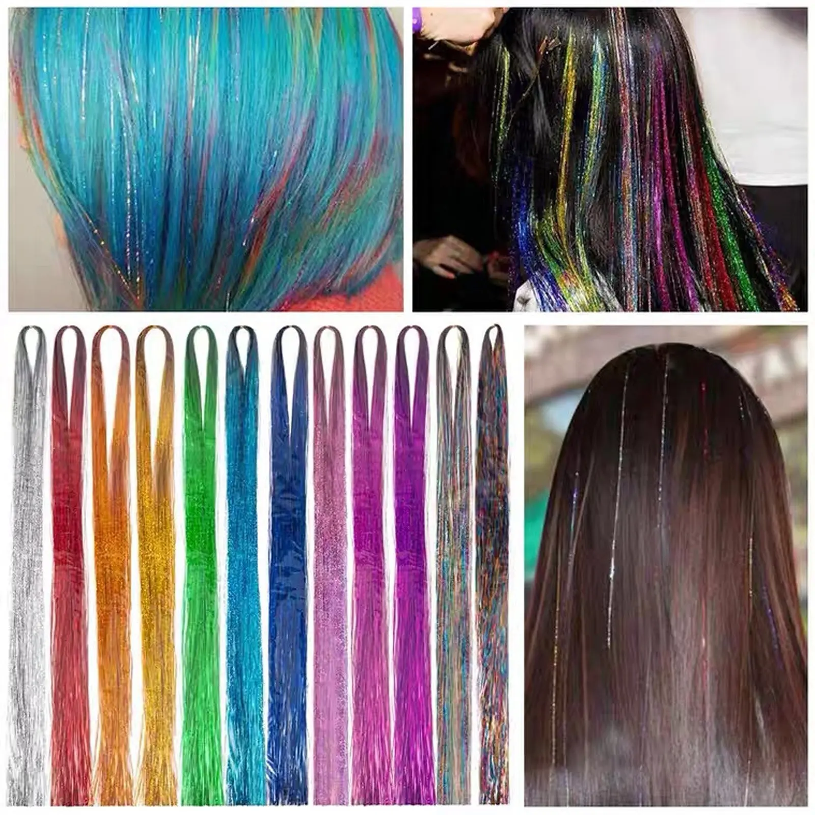 

1 Set Hair Tinsel Strand Braid Tools Colorful Hair Extensions for Women Party Cosplay Photography Accessories
