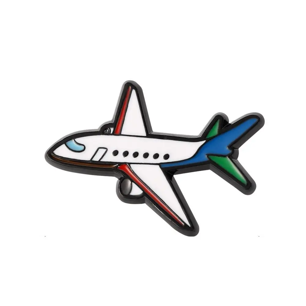 Creative Cartoon Airplane Lapel Pin Funny Fashion Metal Enamel Badge Airliner Simple Letter Aircraft Brooch World Traveler