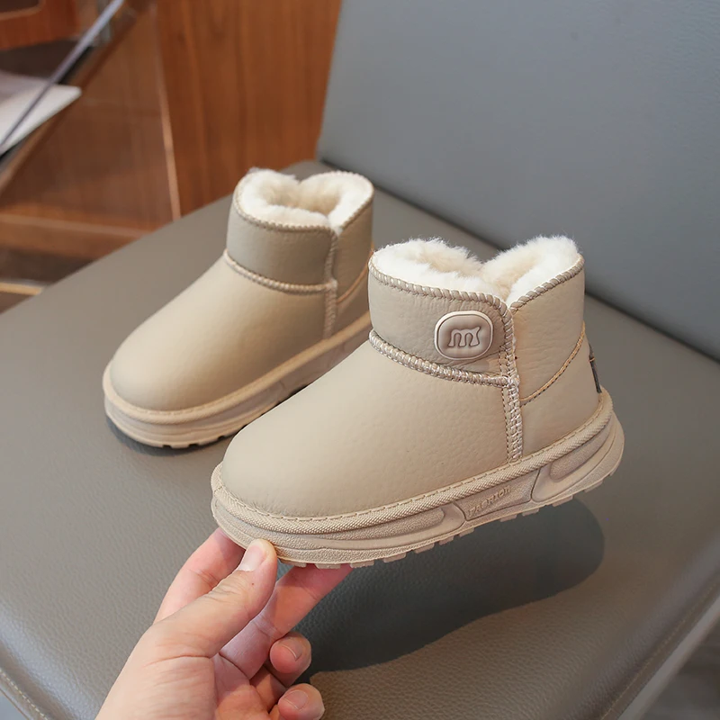 2025 جديد بنين بنات أحذية الشتاء الاطفال الثلوج الأحذية الكاحل الانزلاق على الموضة الكلاسيكية الدافئة سميكة أفخم القطن الأطفال الأحذية #4