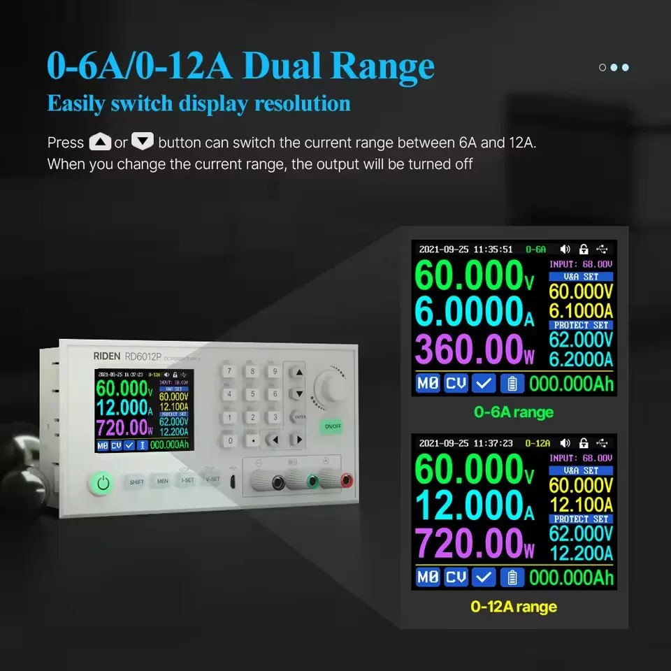 RD RD6012P RD6012PW USB WiFi 5 Digit DC to DC Voltage Step down Power Supply Adjustable buck converter voltmeter 60V 12A