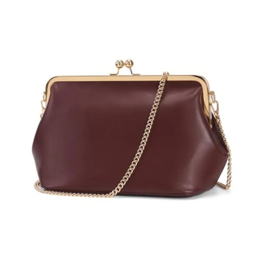 

Women's Kiss Lock Crossbody Bag PU Medium Handbags Kiss Clasp Crossbody Shoulder Bags Tote Purse Messenger Handbag