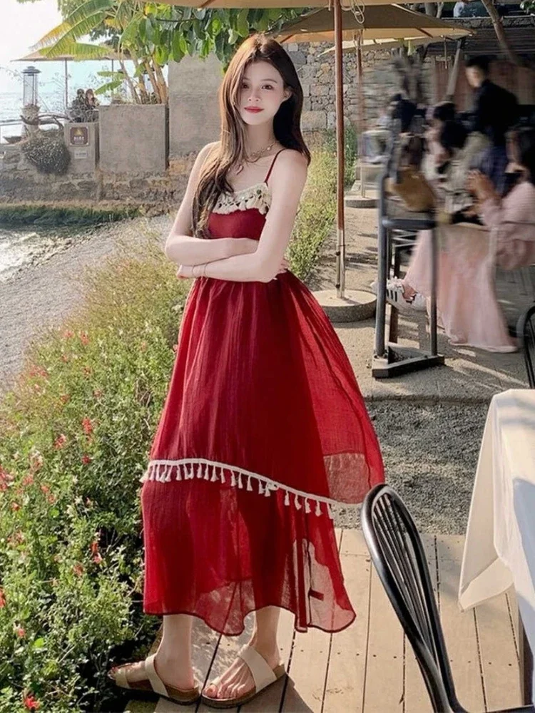 Boho Sundress Sleeveless Woman Dress Maxi Dresses for Women Slip Long Clothes Beach Vintage on Promotion Retro One Pieces Hot