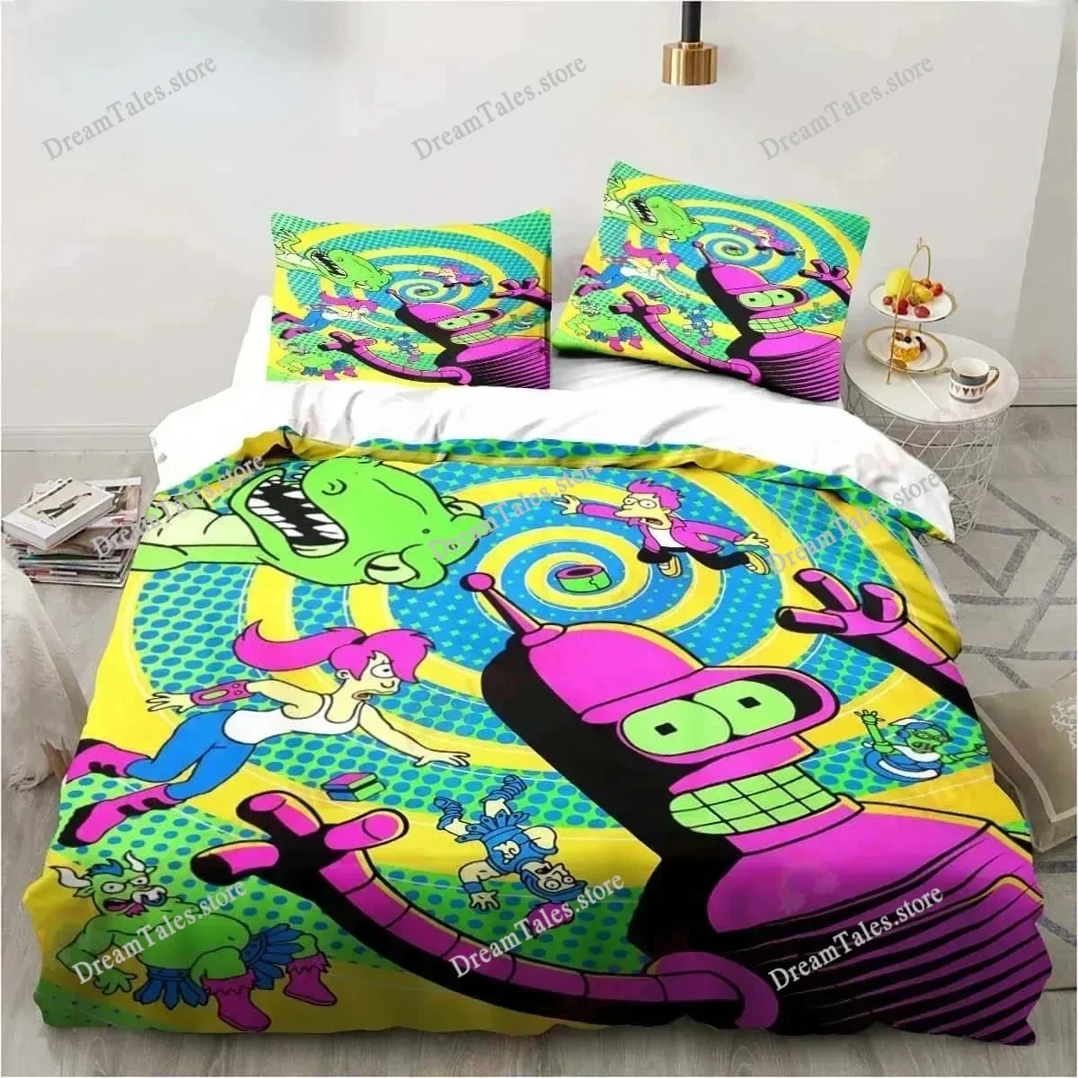 3D Cartoon Futuramas Bender Poster Bedding Set Sheet King Twin Double Child Bedding Set Mircofiber or Polyester Duvet Cover Set
