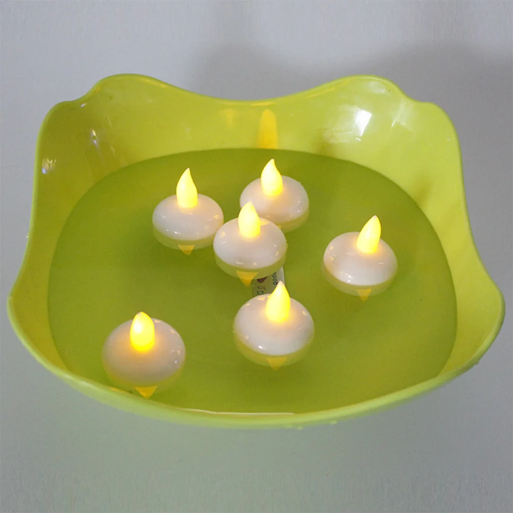 12 Pcs Waterproof Light Warm Candles Led Floating Round for Swimming Pool Flameless