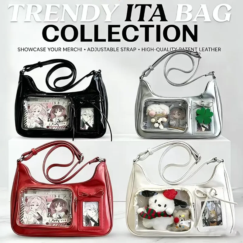 Y2k Harajuku Schultertasche für Damen Koreanische Transparente Ita-Tasche Schul-Umhängetasche Japanische Designer Preppy Handtasche Geldbörse – Detail 2