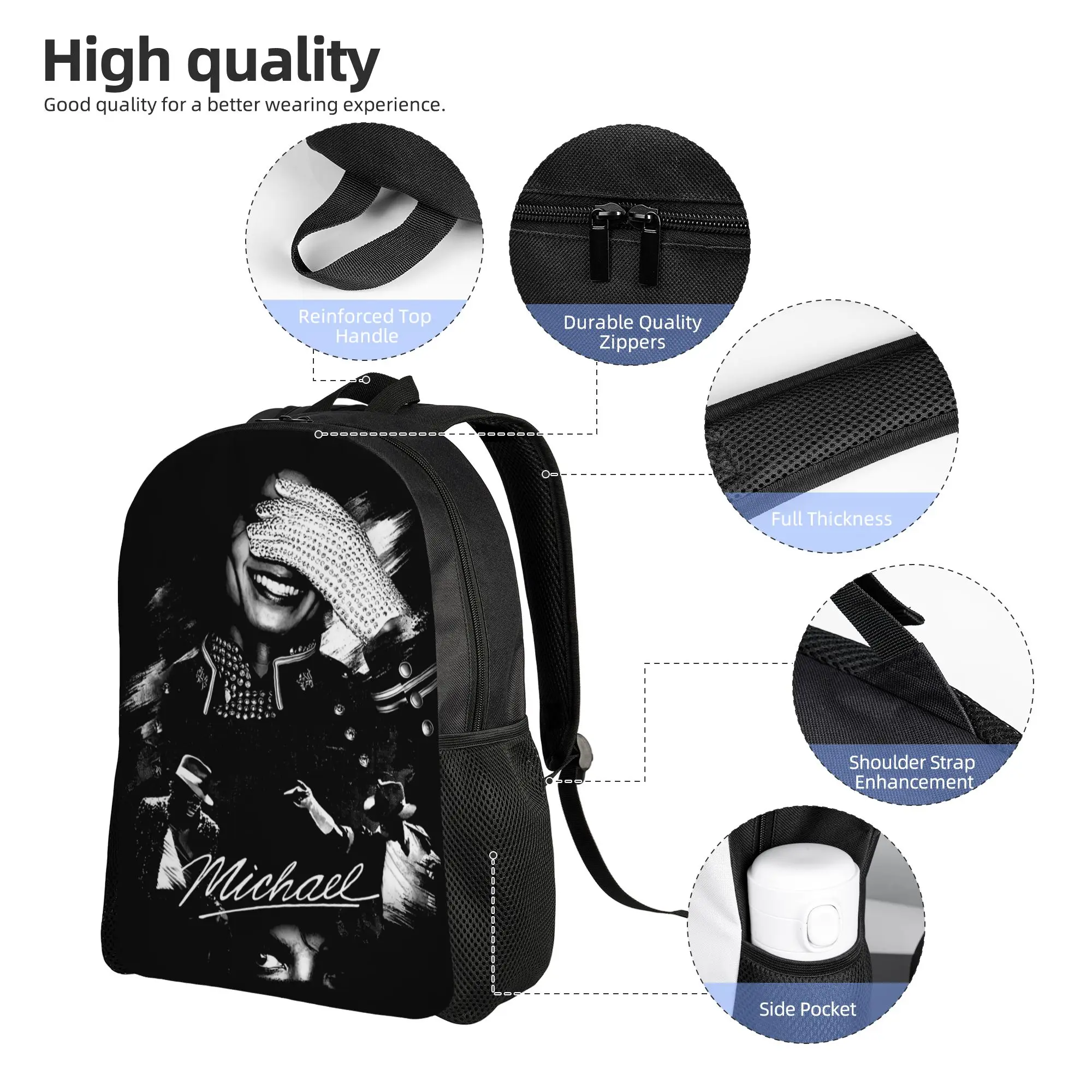 Michaels Jacksons Backpack for Men Women Teenage High School Hiking Travel Daypack  Laptop Canvas Bags Outdoor