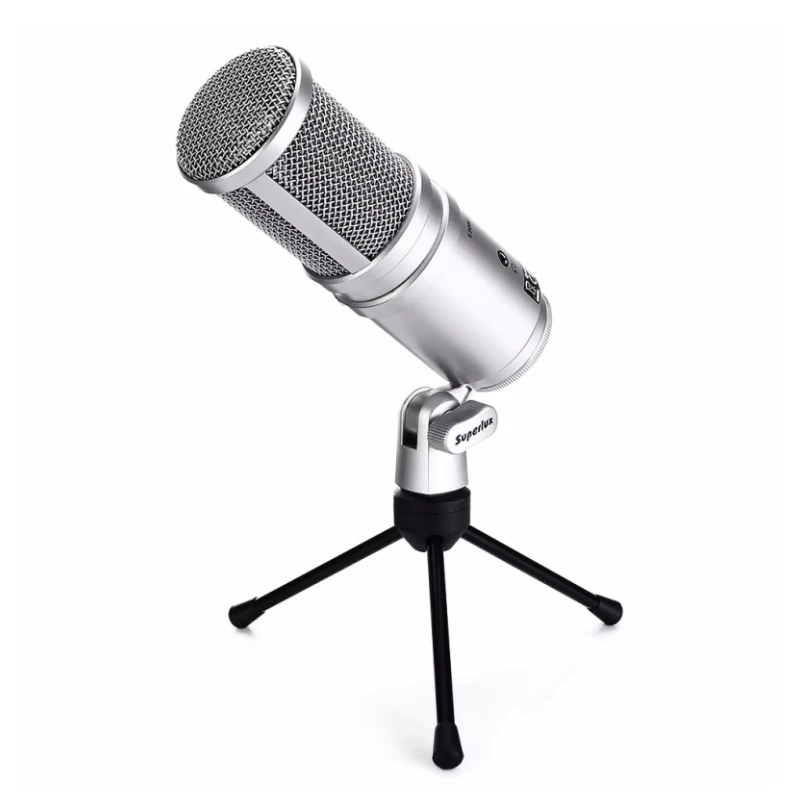 Superlux E205U high quality USB condenser microphone with mic stand and USB cable for broadcasting and recording