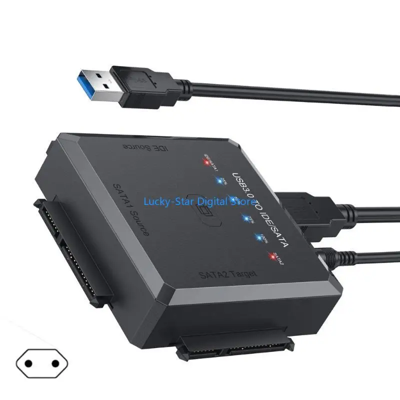 N7MC USB Adapter Converters for SATAs IDE Hard Drives, 2.5" 3.5" HDD/SSDs Touches Clone, Includes 12V Power Supply