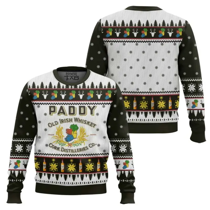 

Christmas Ugly Sweater Paddy Irish Whiskey Festival Creative Printed Snowflake Christmas Tree Deer Fashion Trend Winter Hoodie