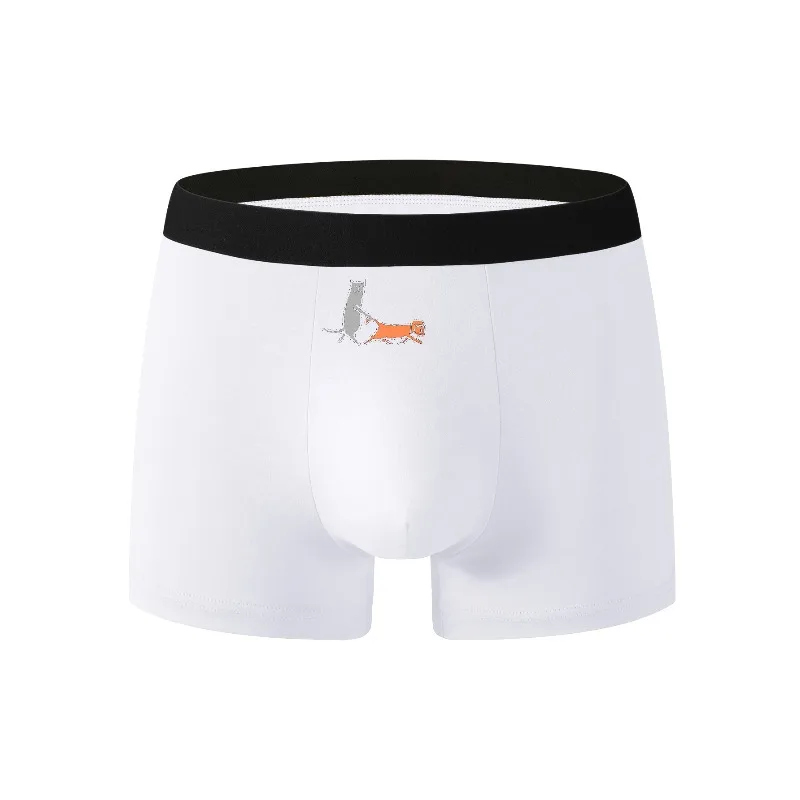 

Summer 2025 new men's underwear comfortable simple cat walking dog close-fitting boxer shorts Men must dry quickly