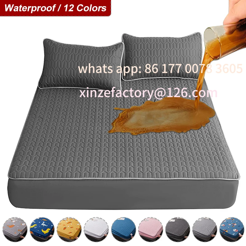 

Customizable Waterproof Thicken Mattress Cover Quilted Latex Mat Bed Covers Pad Skin-Friendly Fitted Sheet Protector Bedspread