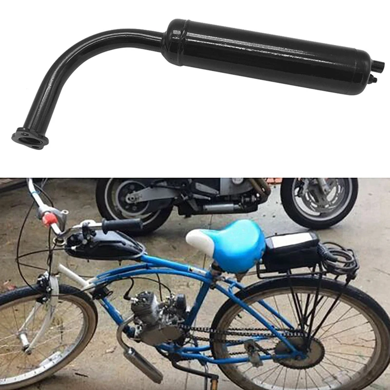 2X 80Cc 60Cc 49Cc 50Cc Engine Motor Motorized Bicycle Bike Exhaust Pipe Muffler Black