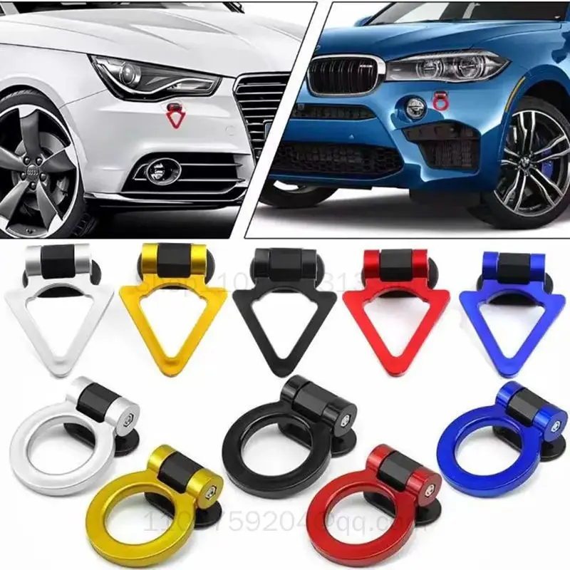 2 designs Car Styling Trailer Hooks Sticker Decoration Car Auto Rear Front Trailer Simulation Racing Ring Vehicle Towing Hook