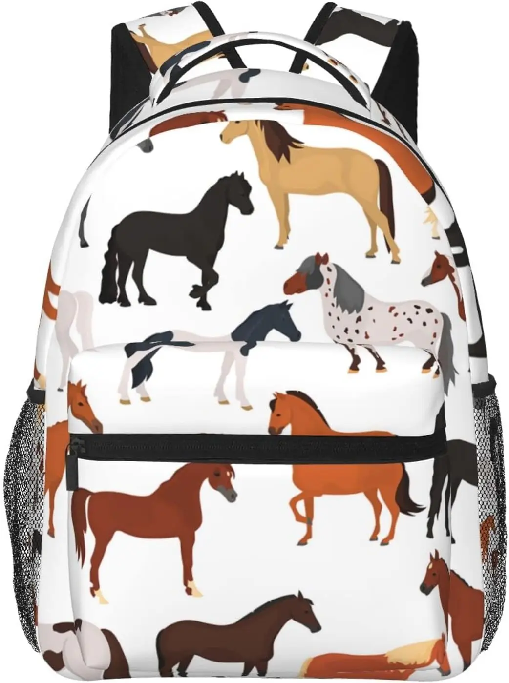 Horse Breeds Pattern Stylish Casual Backpack Purse Laptop Backpacks With Multiple Pockets Computer Daypack For Work Business