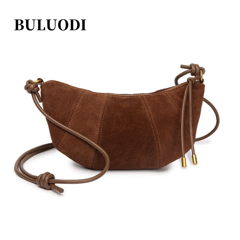 

Women's Fashionable leather shoulder bag Women's natural suede bread luxury designer croissants autumn and winter new styles