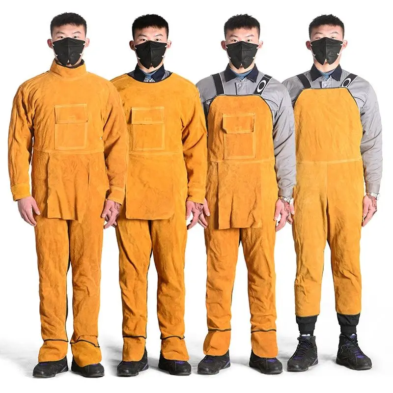 

Cowskin Wear-resistant Heat-insulating Scalding-resistant Flame Retardant Welder Cowhide Apron Argon Arc Welding Work Clothes