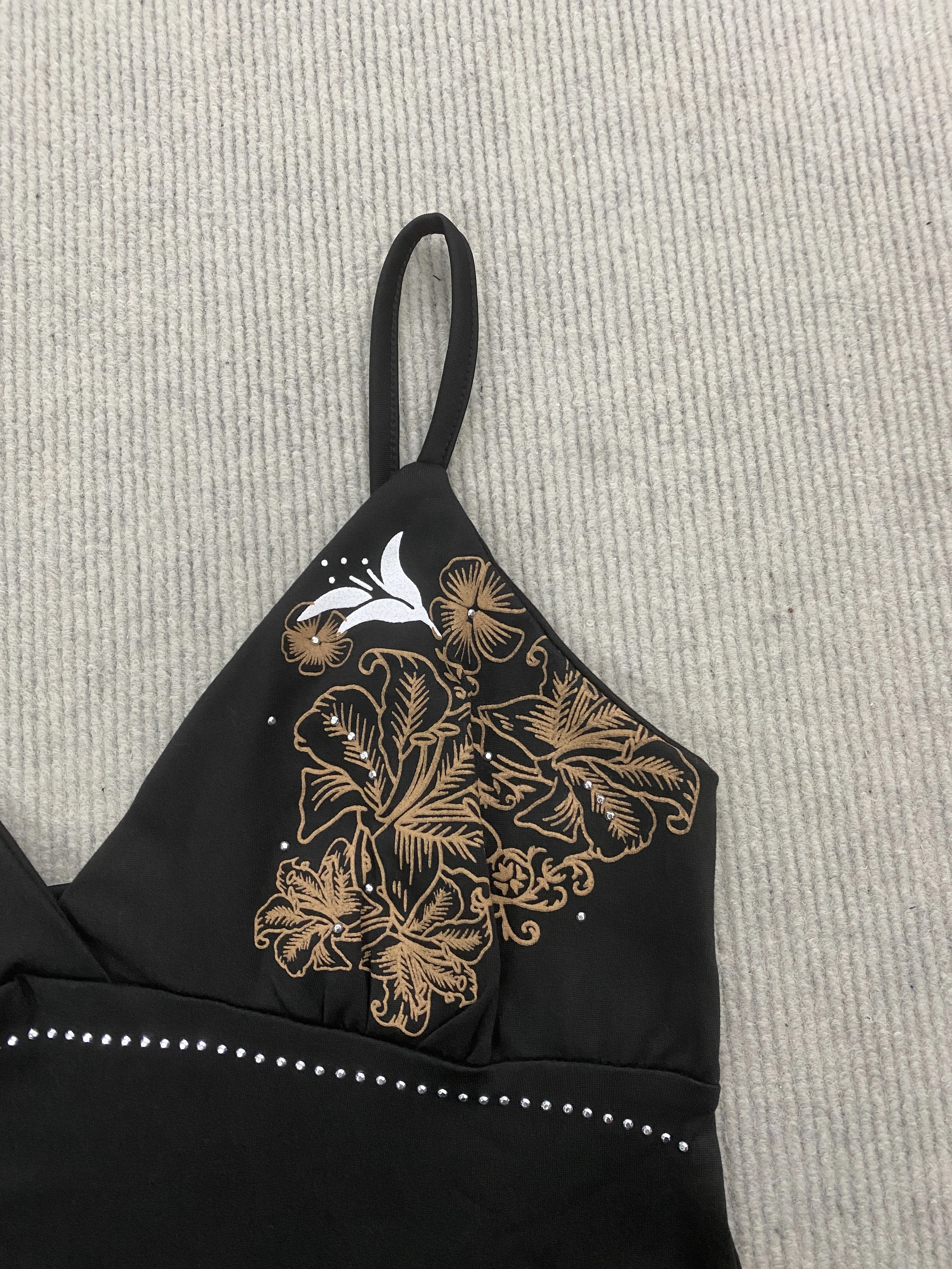 Vintage Retro Damen-Trägertop mit Schlanker Taille, Strass-Verzierung und Bedrucktem Muster, Sexy Sommer-Oberteil für Frauen – Detail 14