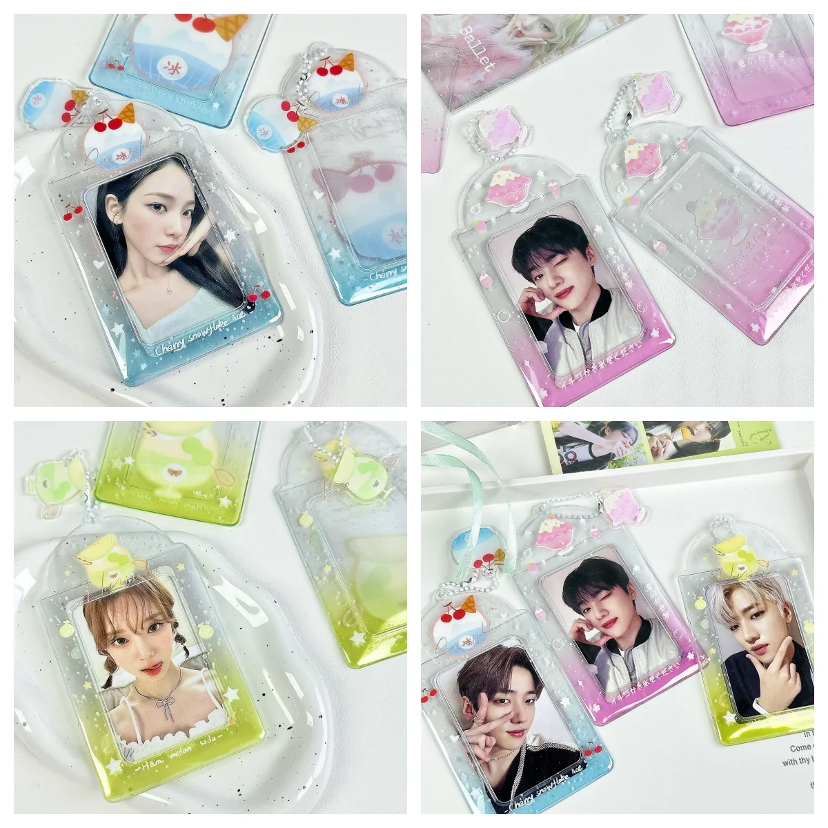 Mini Ins-Style 3-Inch Pvc Hanging Accessory Card Sleeve Small ID Card Protector Transparent Photocard Holder Kpop Idol Photo Bag