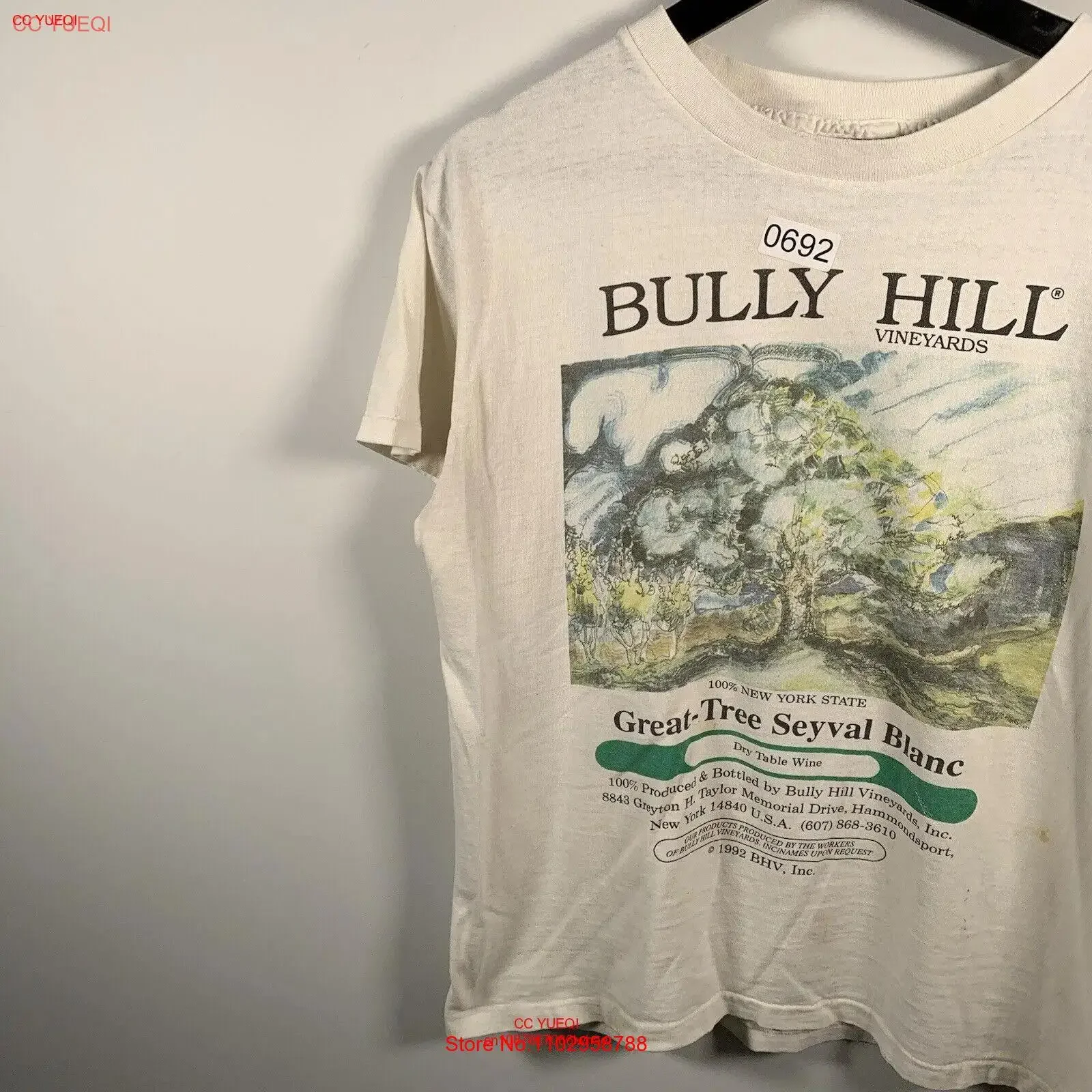 Vtg Underground Active Wear Men’s Bullyhill Vineyards White T Shirt Size Large