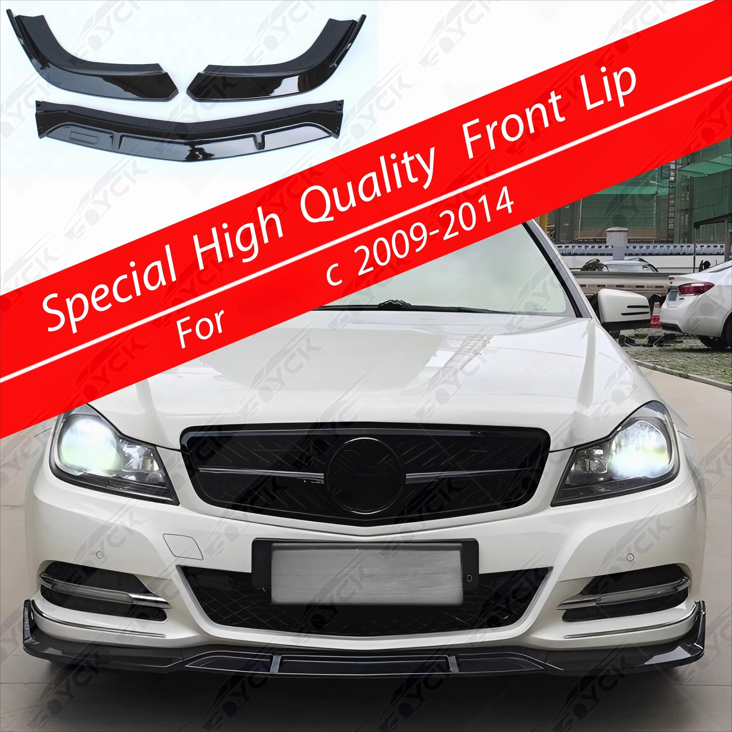 

High Quality Car Front Bumper Lip Splitter Chin Bumper Body Kits Spoiler for for C Class 2009-2019