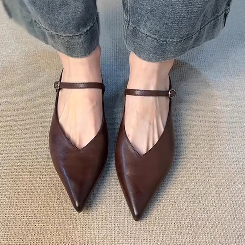 

Women Pointed Toe Slippers Flats Mules Shoes Slingback Sandals 2025 Autumn Sexy Leather Shoes Casual Flip Flops Mujer Zapatos