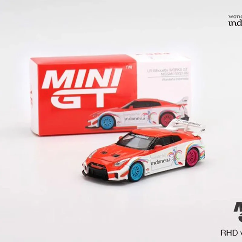 ミニgt日産車モデル,シミュレーション合金ディスプレイ,インドネシア限定,1:64ポンド,R35GT-RR,男の子の誕生日プレゼント